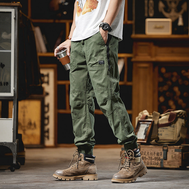 Herren Cargo-Joggerhose mit Knieverstärkungen, Reißverschluss-Seitentasche und Kordelbund Mune Fashion