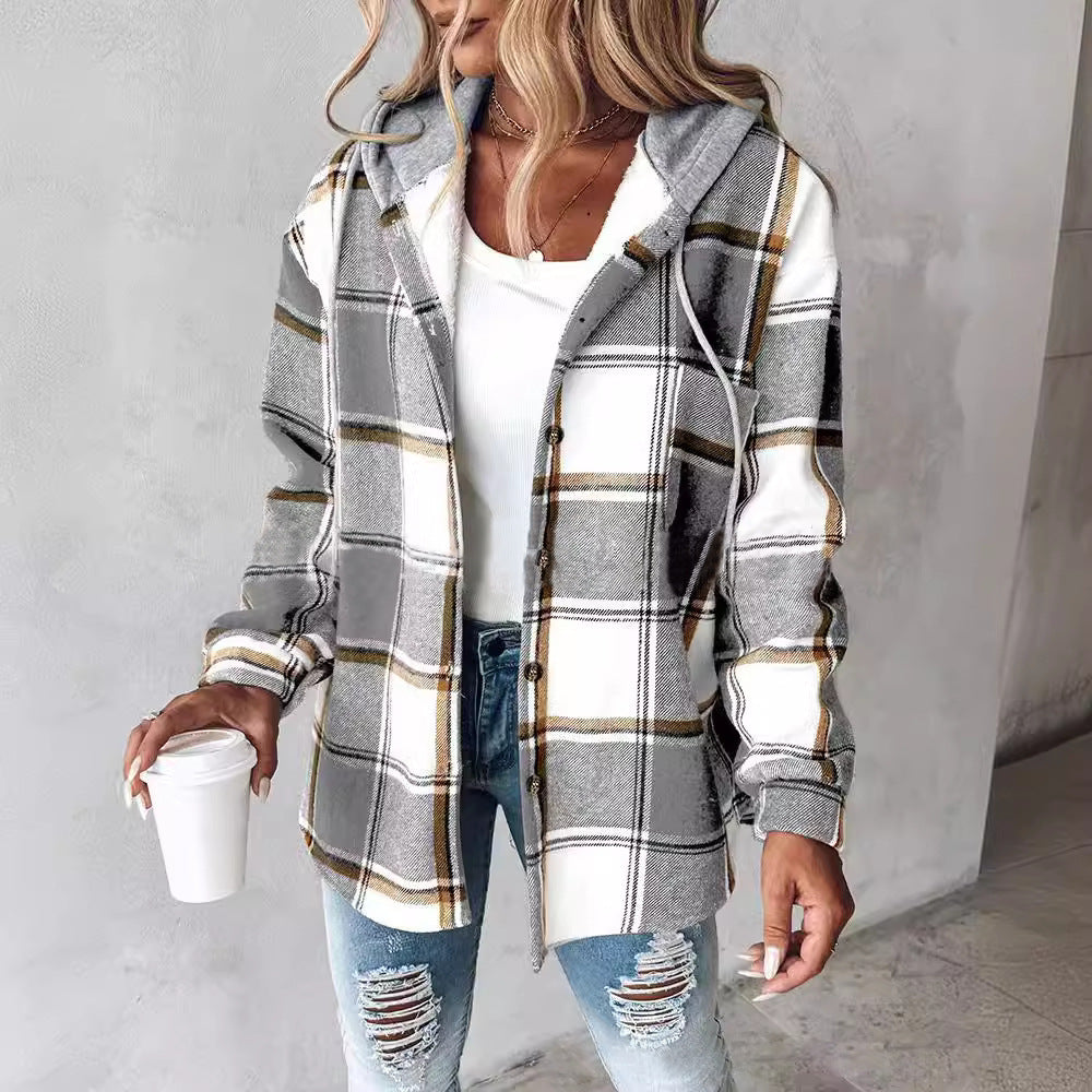 Women's hooded cardigan with stripes and snap button placket Mune Fashion