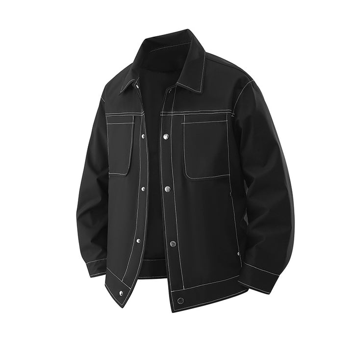 Men's lightweight overshirt jacket made of structured faux leather with patch chest pockets Mune Fashion