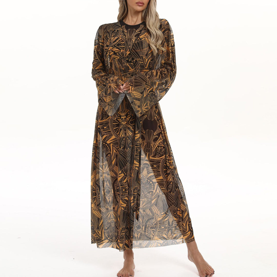 Women's Transparent Beach Kimono with Floral Patterns Mune Fashion
