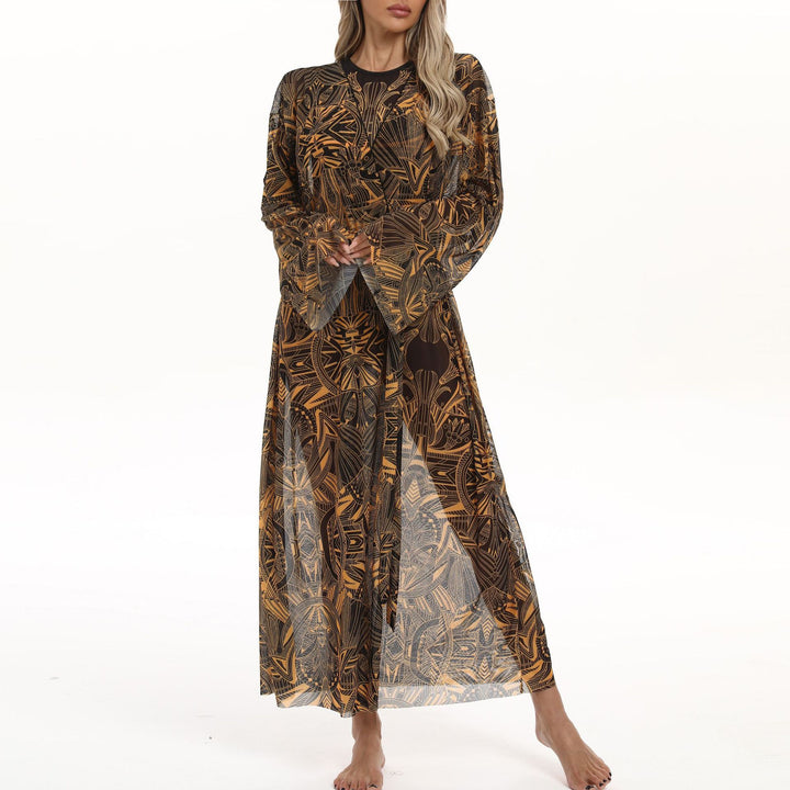 Women's Transparent Beach Kimono with Floral Patterns Mune Fashion