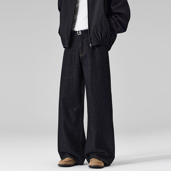 Men's Extra Wide Denim Pants with High Waist and Oversized Silhouette Mune Fashion