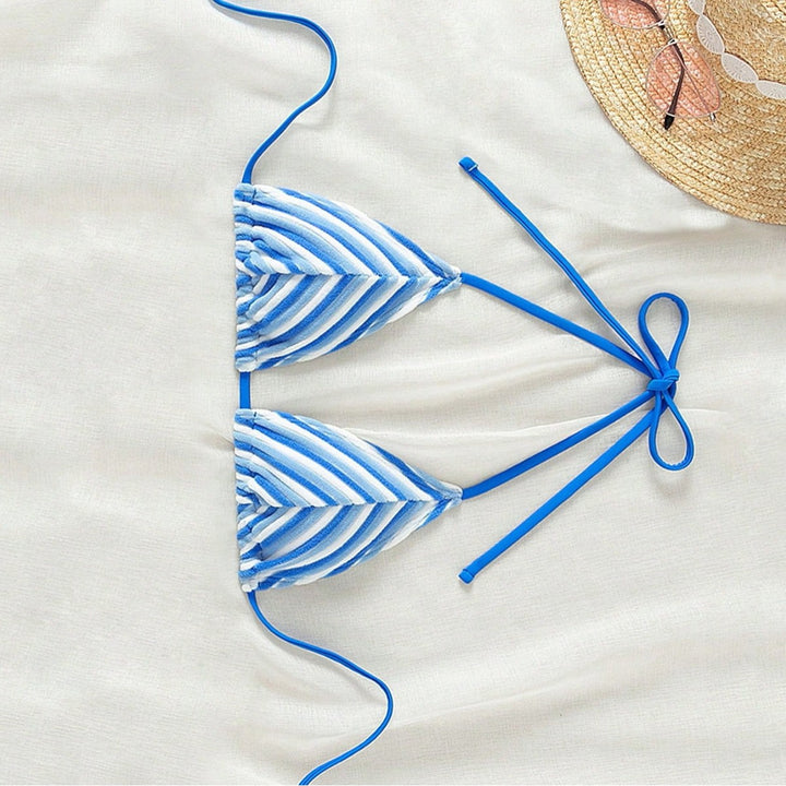 Women Triangle Bikini with Stylish Striped Pattern Mune Fashion