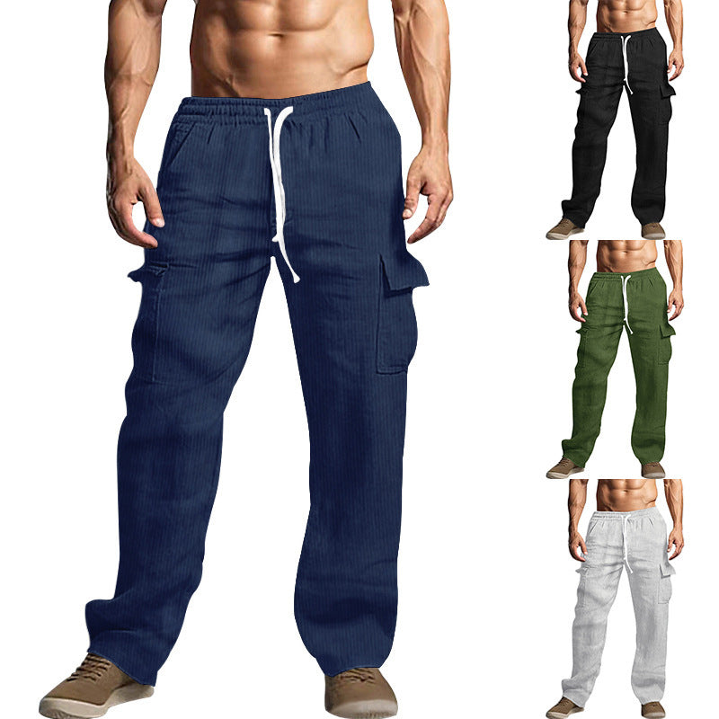 Men's cargo-style cord pants with drawstring and patch pockets Mune Fashion