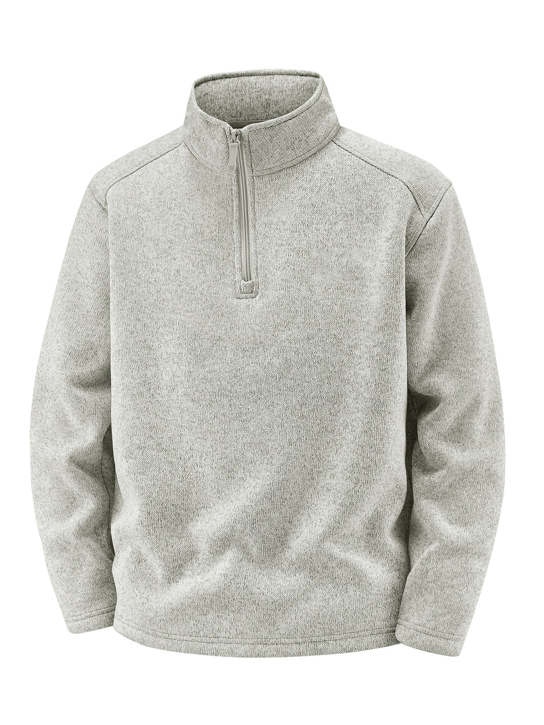 Men's Thermal Knit Fleece Pullover with Half Zip and Stand-up Collar Mune Fashion