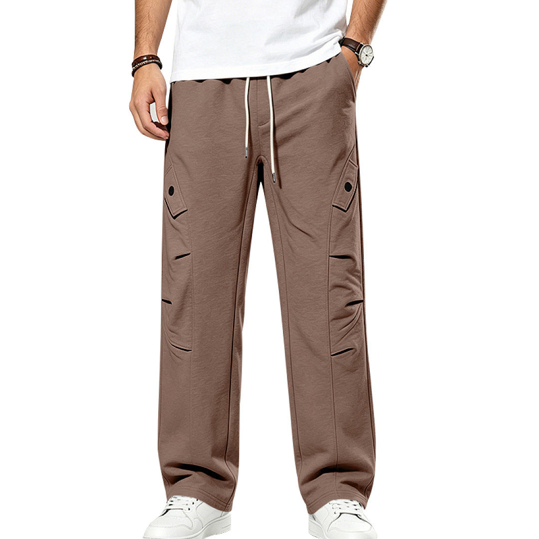 Men's Casual Cargo Joggers with Drawstring and Cut-Out Details Mune Fashion