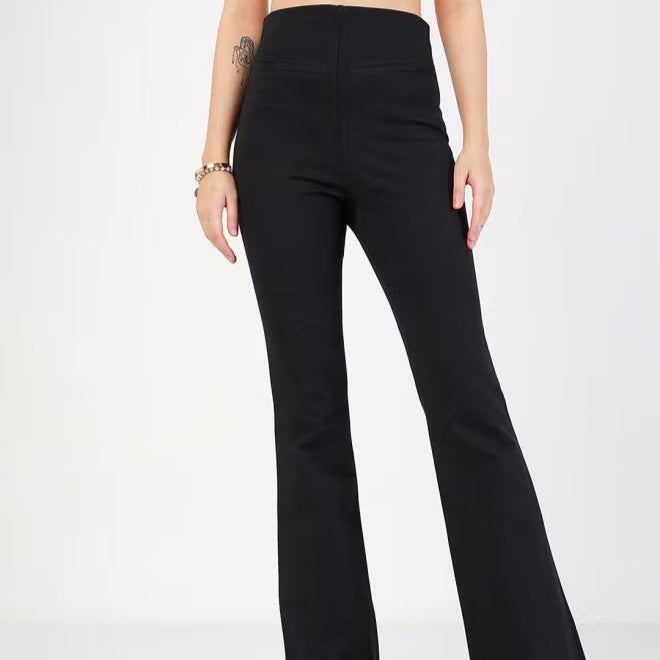 Women's High-Waisted Bootcut Stretch Pants with Shaping Thigh and Wide Flare Drune