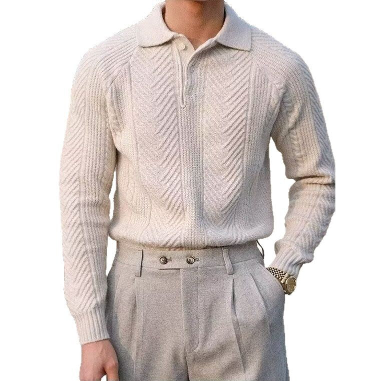 Men's Elegant Chunky Knit Sweater with Button Placket Mune Fashion