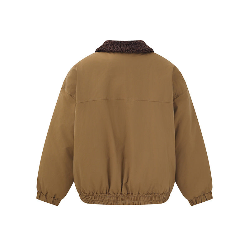 Men's Windproof Boxy Bomber in Workwear Style with Teddy Collar Mune Fashion