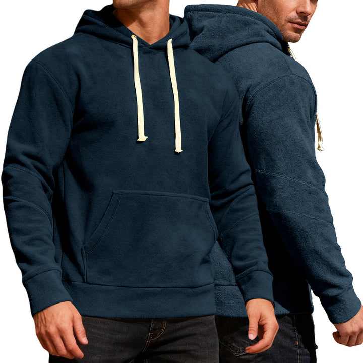Men's nan velvety hoodie with seam details, kangaroo pocket and contrast cord Mune Fashion