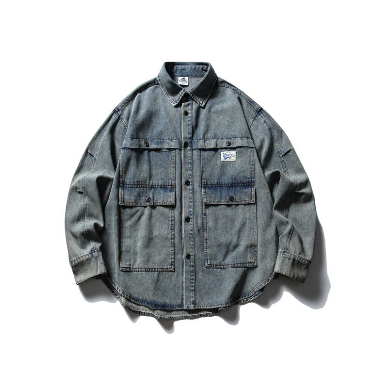 Unisex Oversized Denim Chore Jacket in boxy cut with large flap pockets Mune Fashion