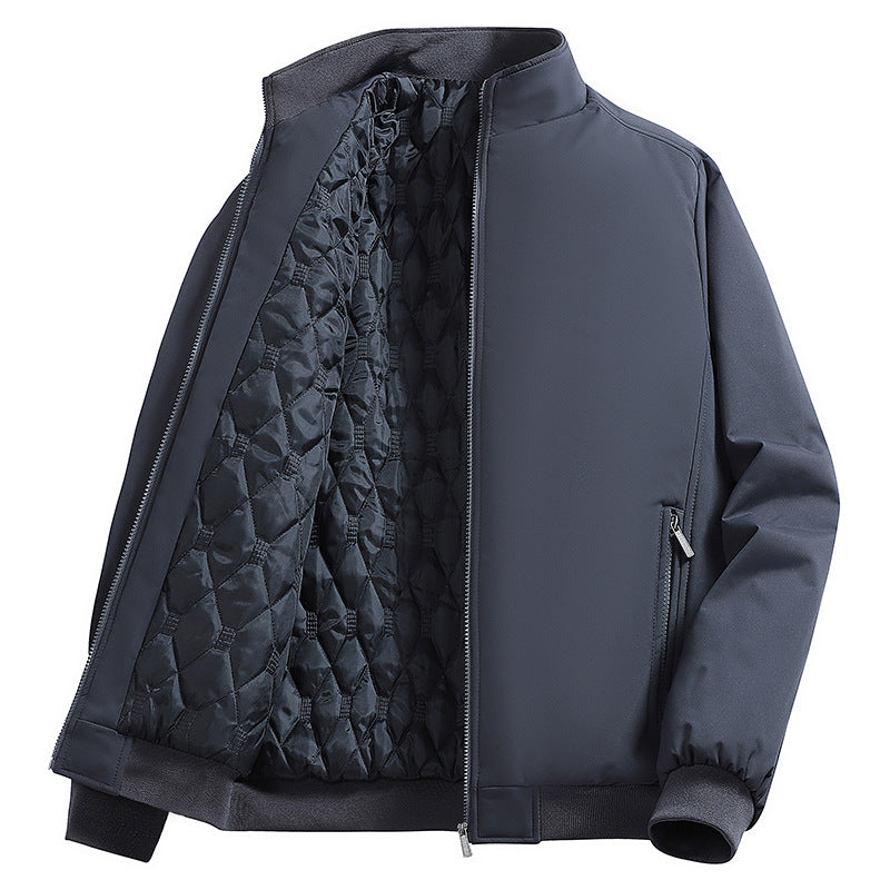 Men's Padded Bomber Jacket with Faux Fur Lining, Stand-Up Collar and Zipper Mune Fashion
