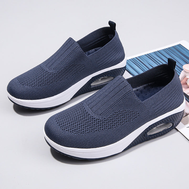 Women's elastic knit slippers with ergonomic wedge sole and visible air cushion capsule Mune Fashion