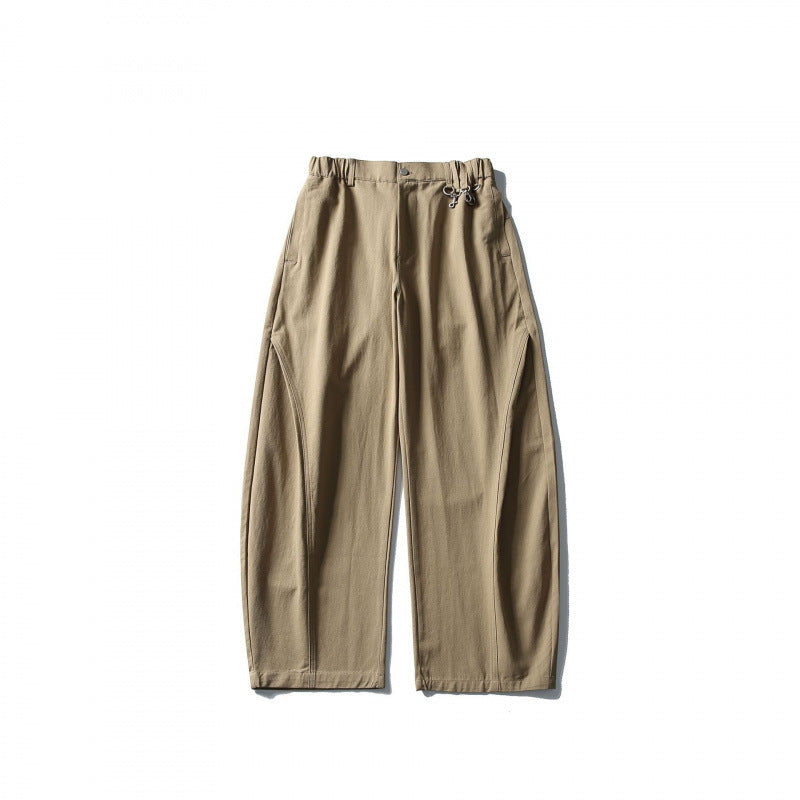 Men's Wide Utility Pants with Elastic Waistband and Distinctive Seam Panels Mune Fashion