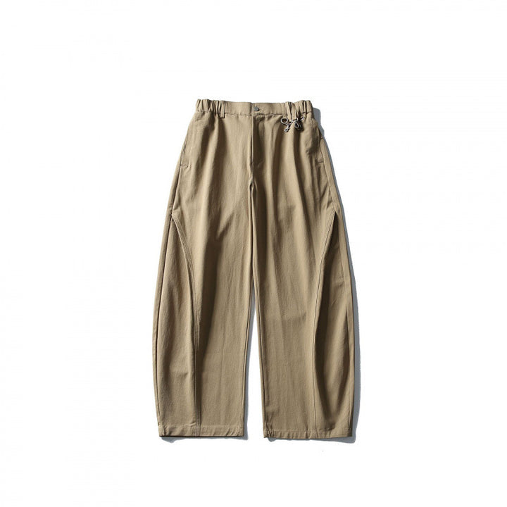 Men's Wide Utility Pants with Elastic Waistband and Distinctive Seam Panels Mune Fashion
