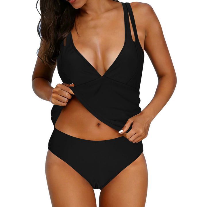 Women's Tankini Set with Adjustable Straps and Stylish V-Neck Mune Fashion
