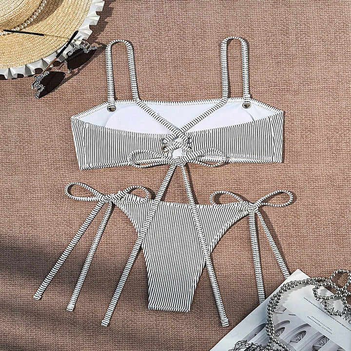Women's bandeau bikini set with stylish ties Mune Fashion
