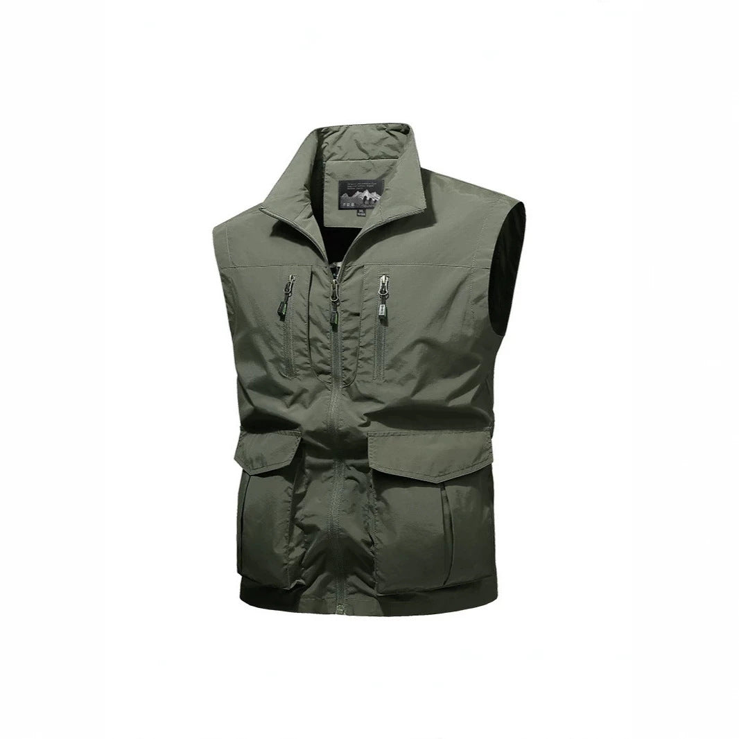 Men's Travel Performance Vest with High Collar, Water-Repellent Microfiber and Multiple Pockets Mune Fashion