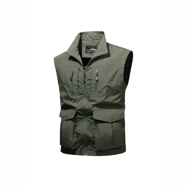 Men's Travel Performance Vest with High Collar, Water-Repellent Microfiber and Multiple Pockets Mune Fashion