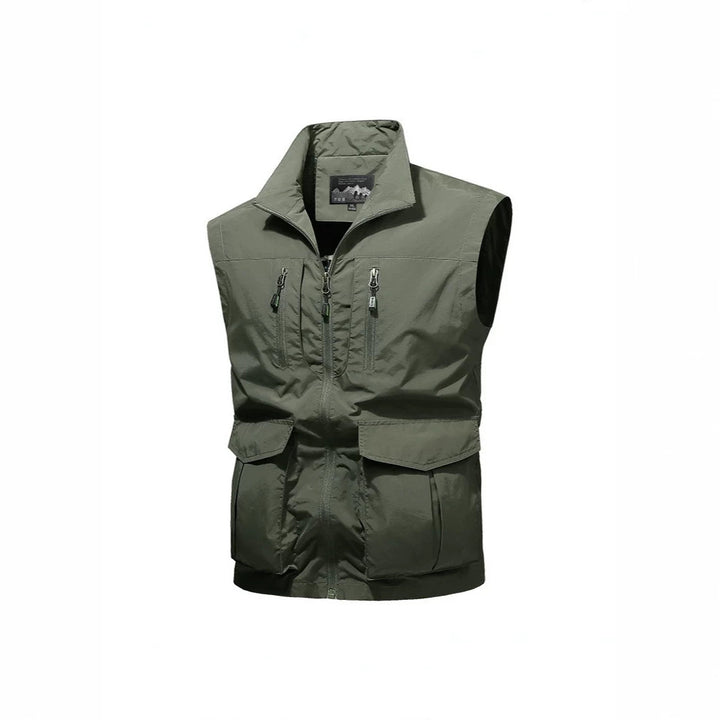 Men's Travel Performance Vest with High Collar, Water-Repellent Microfiber and Multiple Pockets Mune Fashion