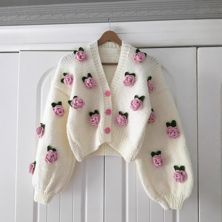 Ladies Playful Knitted Cardigan with Cherry Design