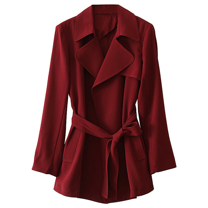 Women's Elegant Trench Coat with Waist Belt and Practical Pockets Mune Fashion