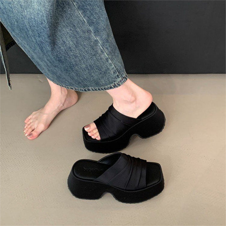 Women's Platform Slippers with Leopard Print and Knotted Bandage Mune Fashion