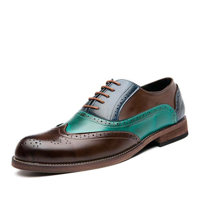 Men's handcrafted brogue leather shoes with multicolored patina and perforated details Mune Fashion
