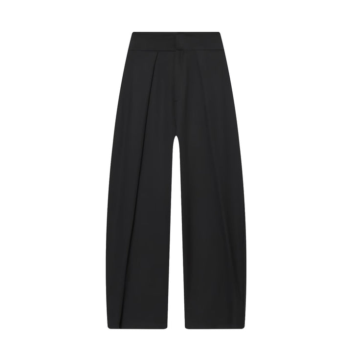 Women's Wide High Waist Pants with Front Pleats and Flowing Palazzo Silhouette Mune Fashion