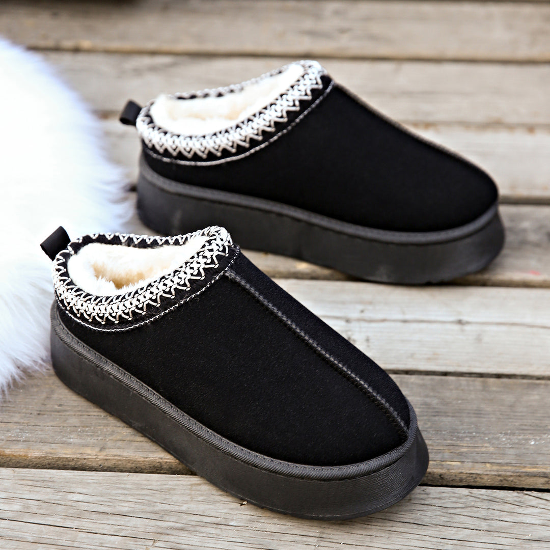 Women's Lined Slippers-Mules with Teddy Lining and Decorative Knit Trim Mune Fashion