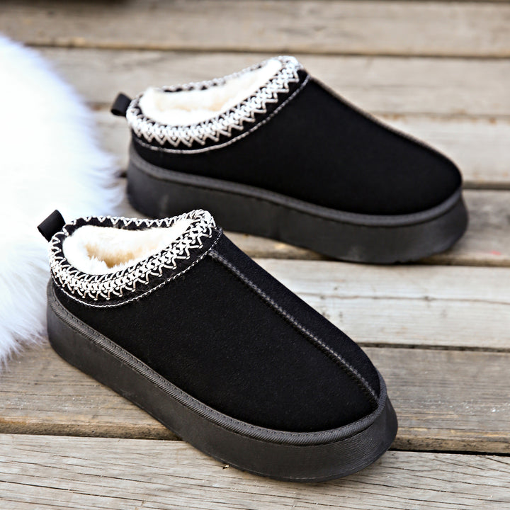 Women's Lined Slippers-Mules with Teddy Lining and Decorative Knit Trim Mune Fashion