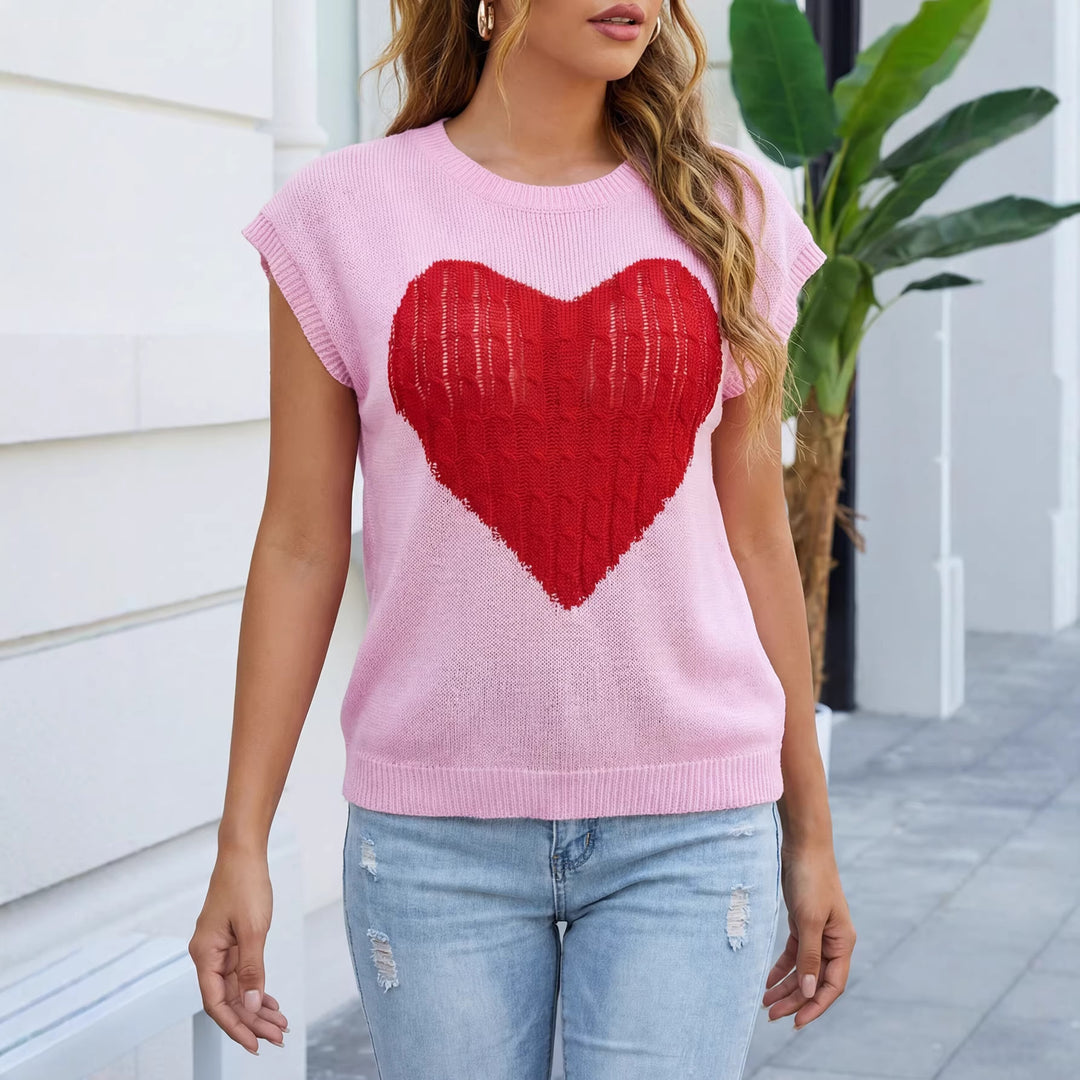 Women cuddly knit top with heart pattern Mune Fashion