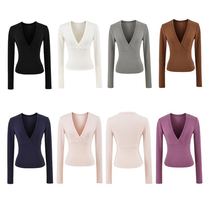 Women's wrap shirt with V-neck and fitted dividing seam Mune Fashion