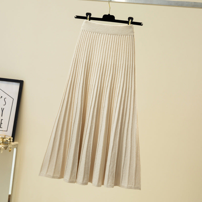 Ladies Pleated Maxi Skirt made of soft knit Mune Fashion 1787632206