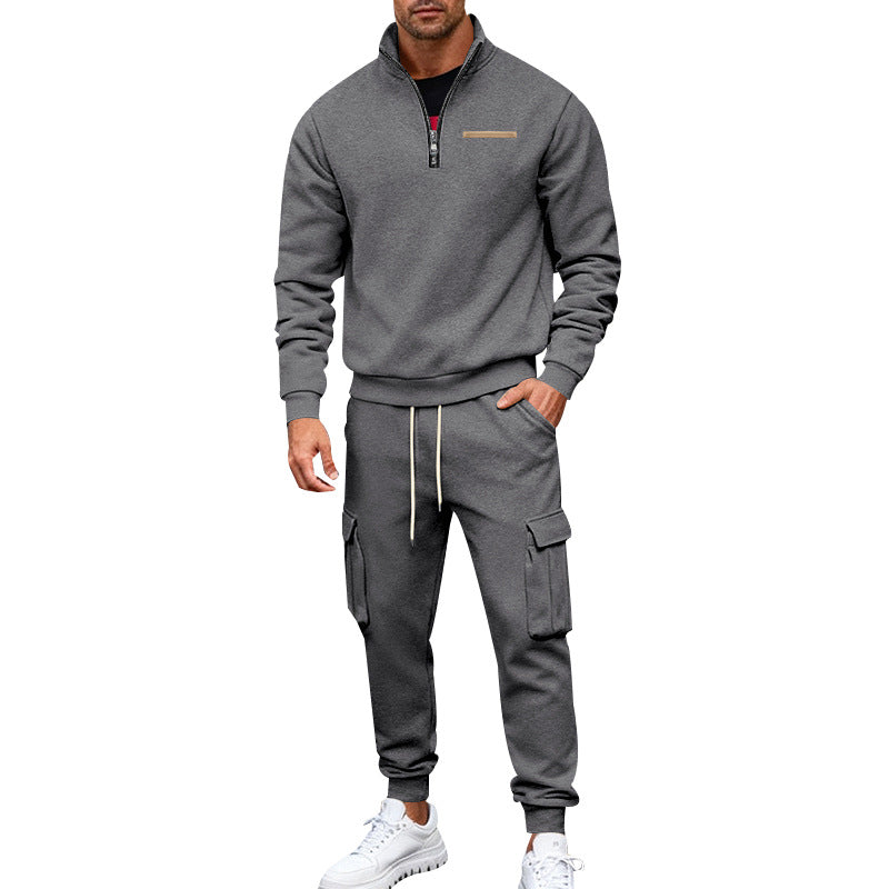Men's Zip Pullover and Cargo Jogger Set made of soft French Terry Mune Fashion