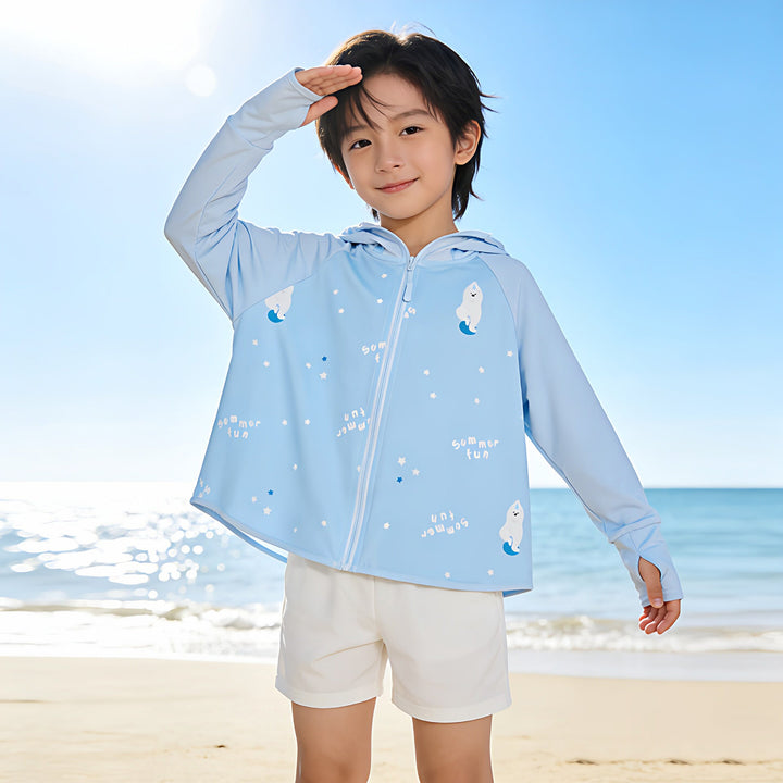 Women's nan children's UV protection sun jacket with hood and integrated face cover Mune Fashion