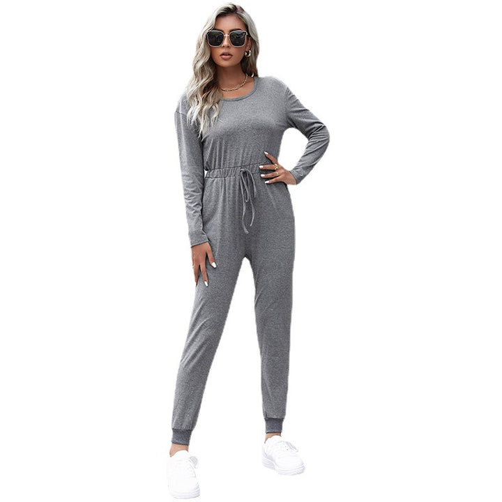 Women's Relaxed Sweat Jumpsuit with Drawstring, Long Sleeve and Cuffs Mune Fashion