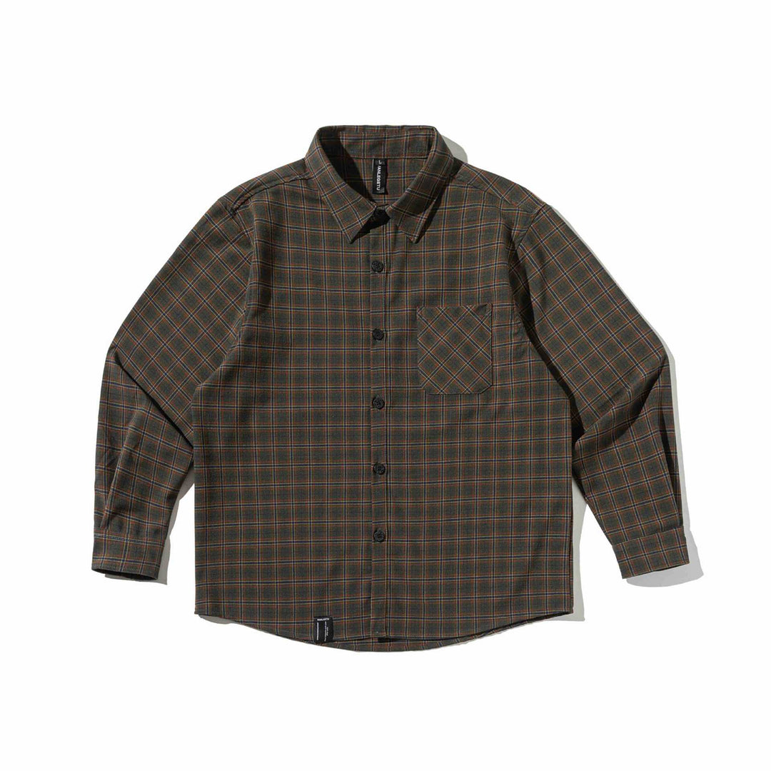 Men's checkered shirt jacket made of heavy twill with chest flap pocket and rounded hem Mune Fashion
