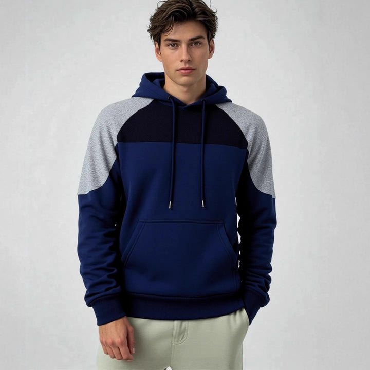 Men's hoodie with textured inserts and kangaroo pocket Mune Fashion