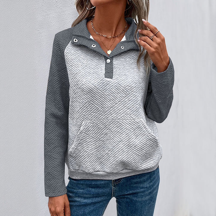 Women Fashionable Sweatshirt with Removable Collar Mune Fashion