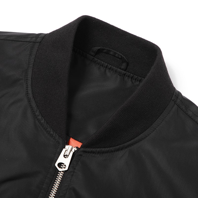 Men's short bomber jacket in pilot style with utility arm pocket, contrast lining & ribbed cuffs Mune Fashion