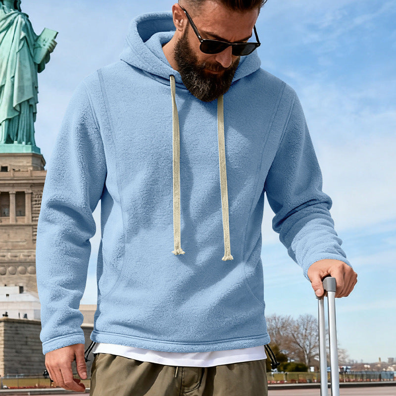 Men's fleece hoodie with teddy texture, hood, and relaxed fit Mune Fashion