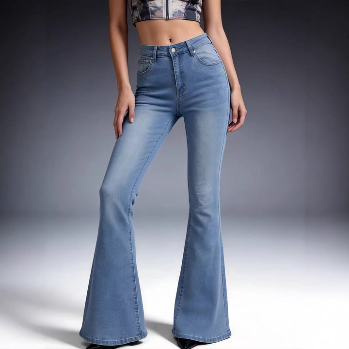 Ladies high-waisted flared jeans with figure-forming fit and wide flared leg Mune Fashion