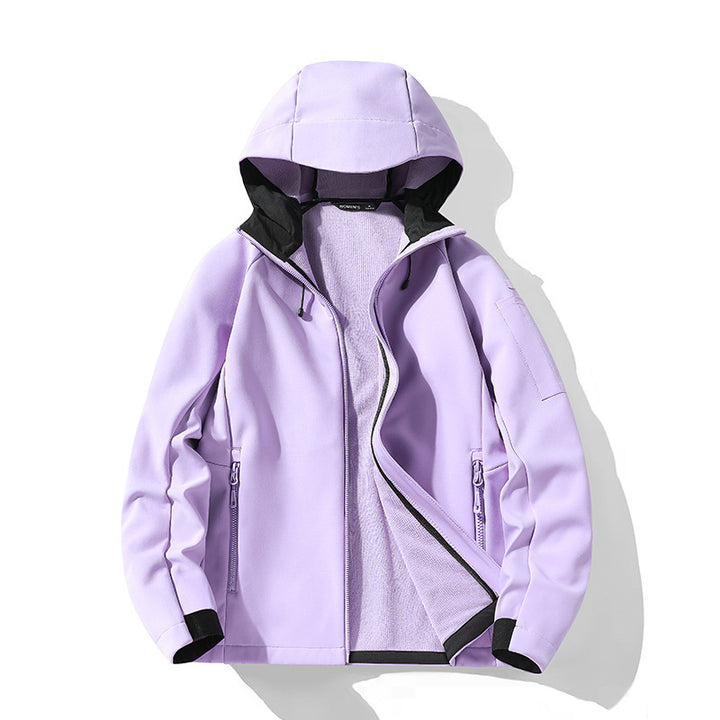 Women's softshell jacket with hood and fleece lining, windproof water-repellent Mune Fashion