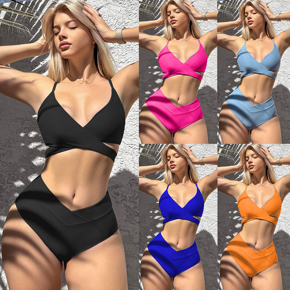 Women's High-Cut Bikini Set with Wrap Top Mune Fashion