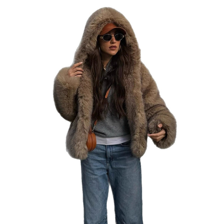 Women's Boxy Faux Fur Jacket in Teddy Look with Oversized Shawl Collar Mune Fashion