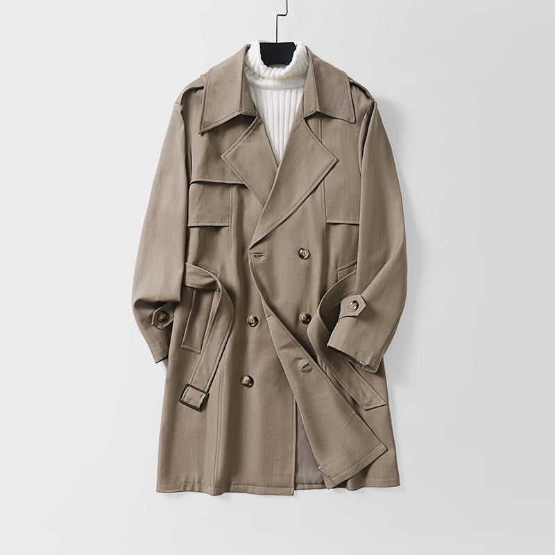 Women's Modern Short Coat in Trench Style with Double-Breasted Button Placket and Epaulettes Mune Fashion