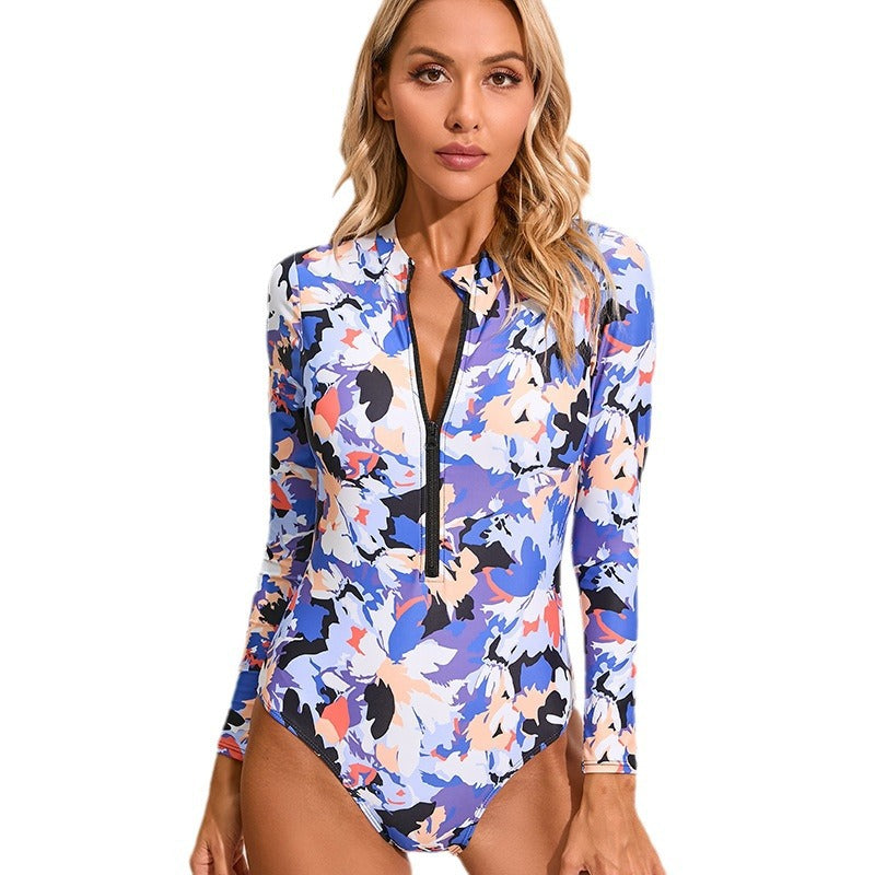 Damen Langarm Surfanzug mit modernem floralem Design Echo Archiv