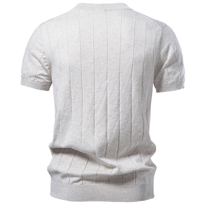 Men's lightweight short-sleeve knit pullover with fine rib structure and round neck Mune Fashion