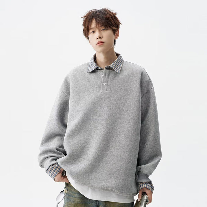 Men's Oversized Sweatshirt with Collar Mune Fashion